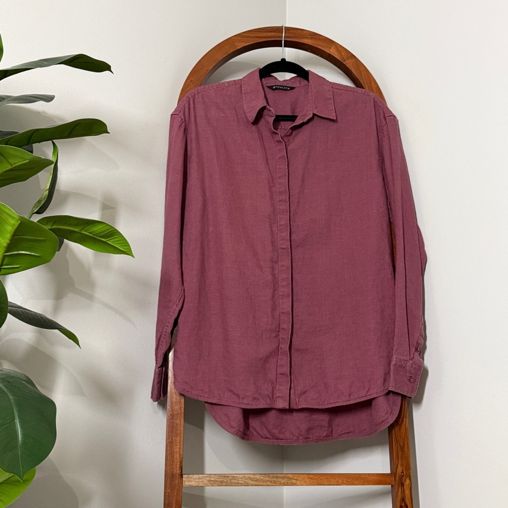 Athleta Button-Down Long Sleeve Shirt in Dusty Rose